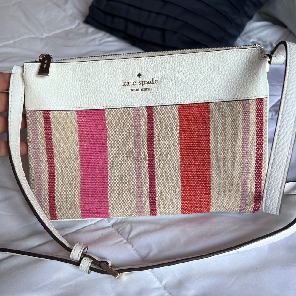 Kate Spade Leila Striped Canvas Triple Gusset Crossbody